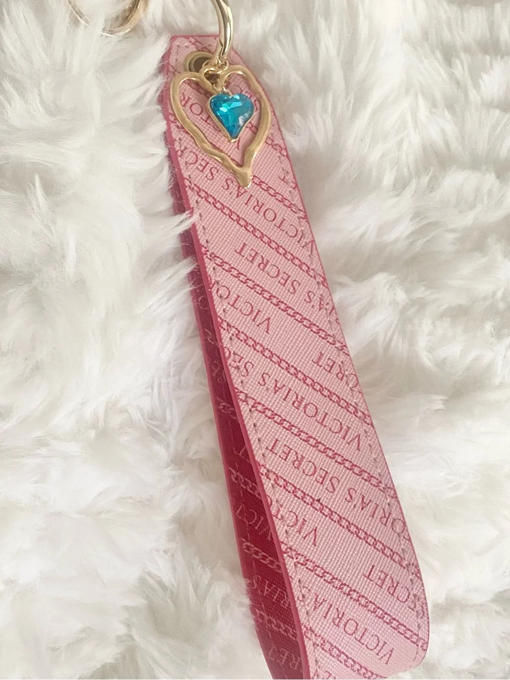 Victoria's Secret Pink Wristlet with Gold Heart Charm